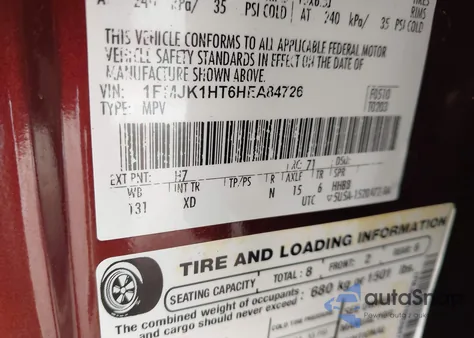 2017 Ford Expedition El Xlt из США, поврежденный, VIN 1FMJK1HT6HEA84726